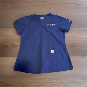 Carhartt Women's Navy Blue Scrub Top Medium HCA Florida Nursing Medical